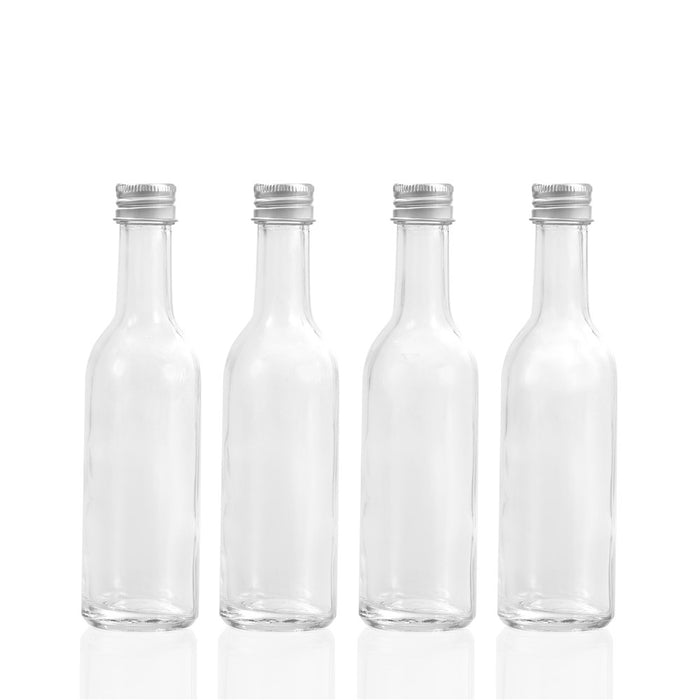 Lemon & Lime CAPRI GLASS MINI BOTTLE 120ML LONG NECK 4PK SILVER LID