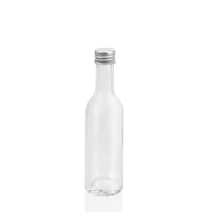Lemon & Lime CAPRI GLASS MINI BOTTLE 120ML LONG NECK 4PK SILVER LID