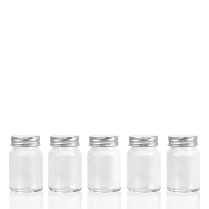 Lemon & Lime CAPRI GLASS MINI ROUND JAR 50ML 5PK SILVER LID