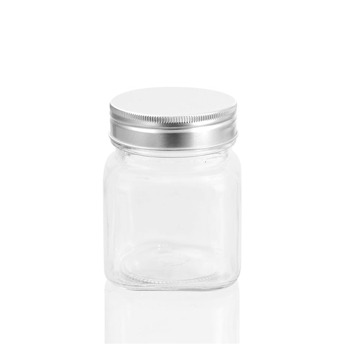 Lemon & Lime CAPRI GLASS SQUARE JAR 280ML 4PK SILVER LID