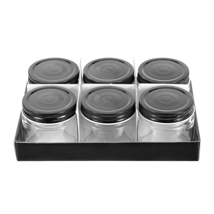 Lemon & Lime CAPRI GLASS PRESERVE JAR 200ML 6PK BLACK LID