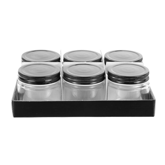 Lemon & Lime CAPRI GLASS PRESERVE JAR 200ML 6PK BLACK LID
