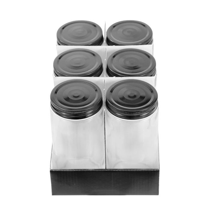 Lemon & Lime CAPRI GLASS PRESERVE JAR 500ML 6PK BLACK LID