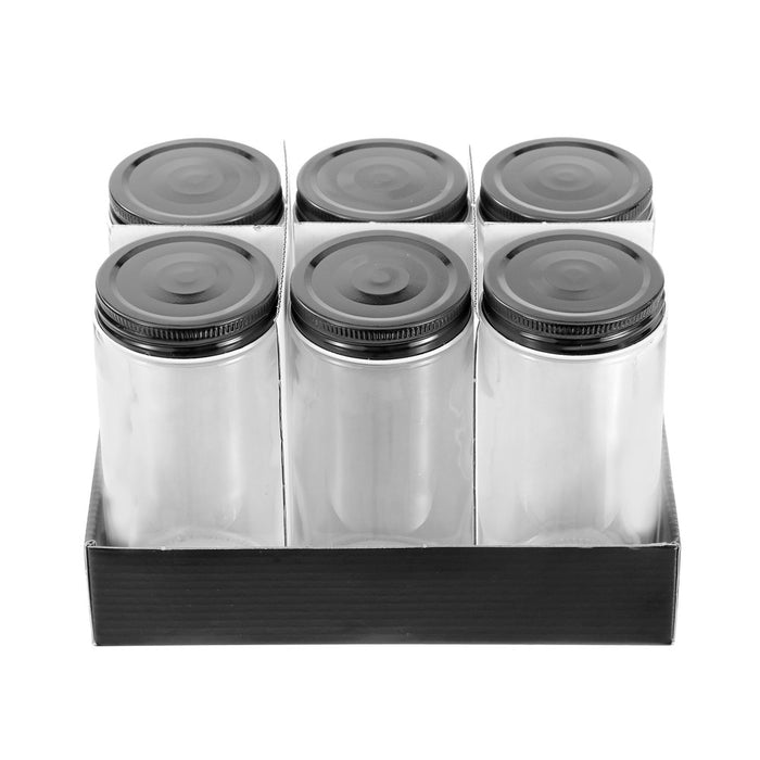 Lemon & Lime CAPRI GLASS PRESERVE JAR 500ML 6PK BLACK LID