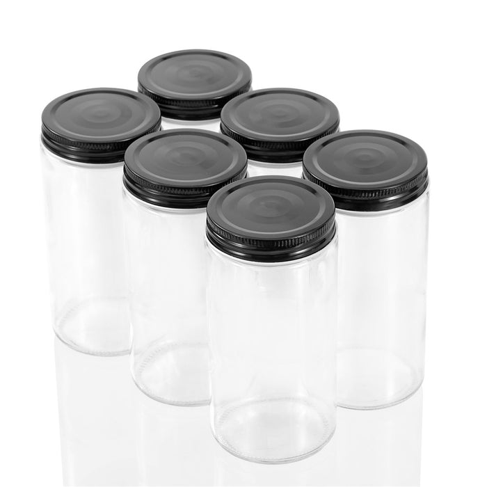 Lemon & Lime CAPRI GLASS PRESERVE JAR 500ML 6PK BLACK LID
