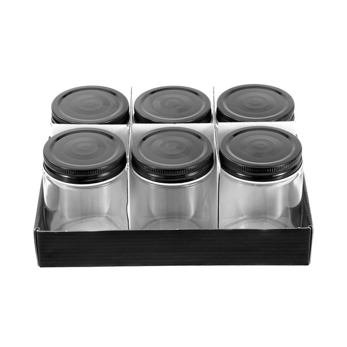 Lemon & Lime CAPRI GLASS PRESERVE JAR 300ML 6PK BLACK LID