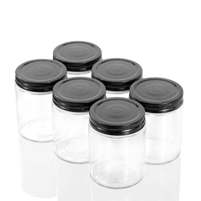 Lemon & Lime CAPRI GLASS PRESERVE JAR 300ML 6PK BLACK LID