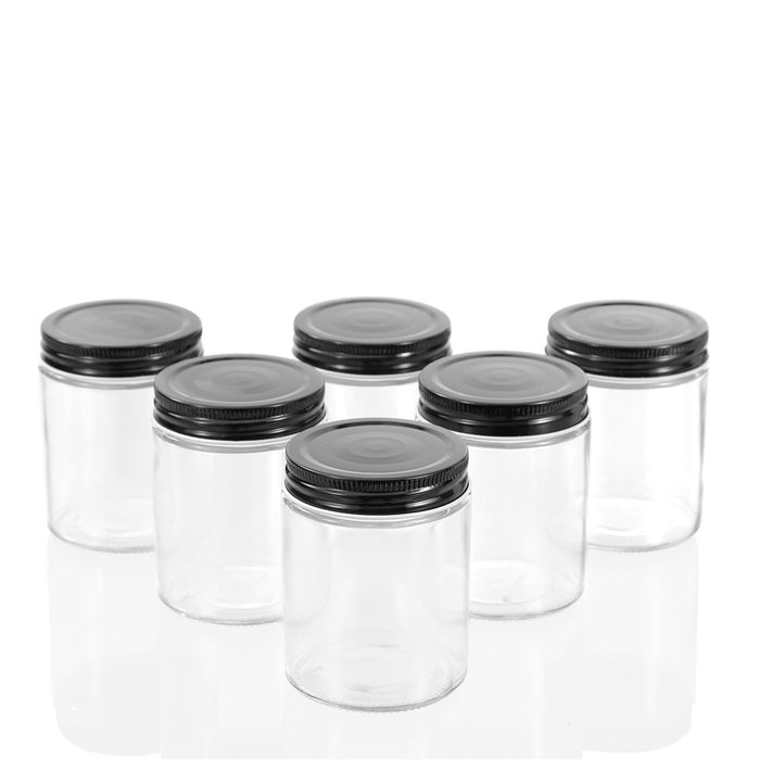 Lemon & Lime CAPRI GLASS PRESERVE JAR 300ML 6PK BLACK LID