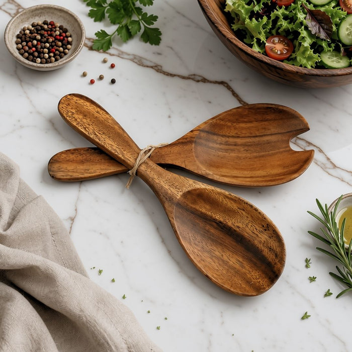 2 set Acacia Thick Fork & Spoon Set