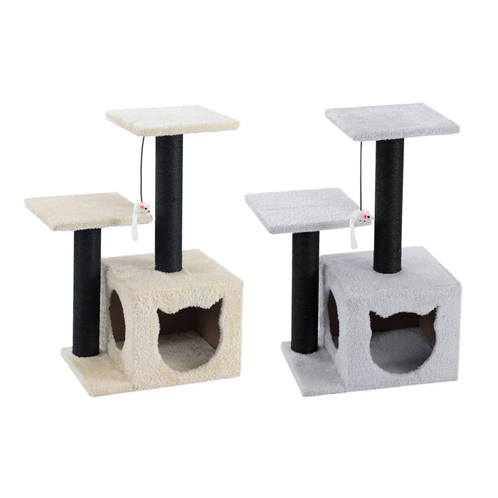 Paws & Claws CATSBY DOUBLE PLATFORM HIDEAWAY TOWER 38X28X63CM BLACK SISAL