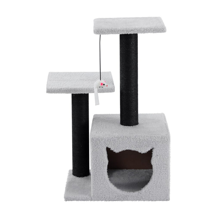 Paws & Claws CATSBY DOUBLE PLATFORM HIDEAWAY TOWER 38X28X63CM BLACK SISAL