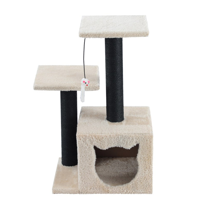 Paws & Claws CATSBY DOUBLE PLATFORM HIDEAWAY TOWER 38X28X63CM BLACK SISAL