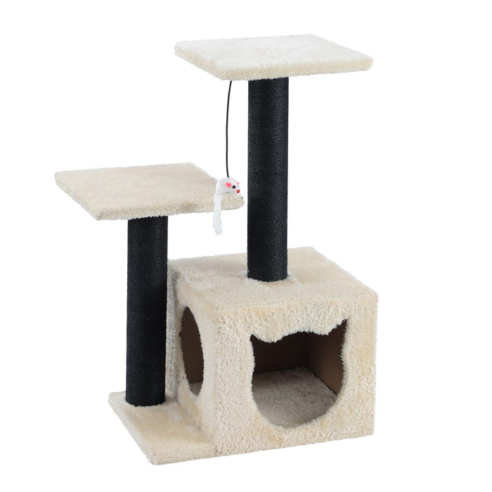 Paws & Claws CATSBY DOUBLE PLATFORM HIDEAWAY TOWER 38X28X63CM BLACK SISAL