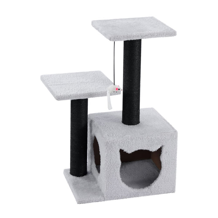 Paws & Claws CATSBY DOUBLE PLATFORM HIDEAWAY TOWER 38X28X63CM BLACK SISAL