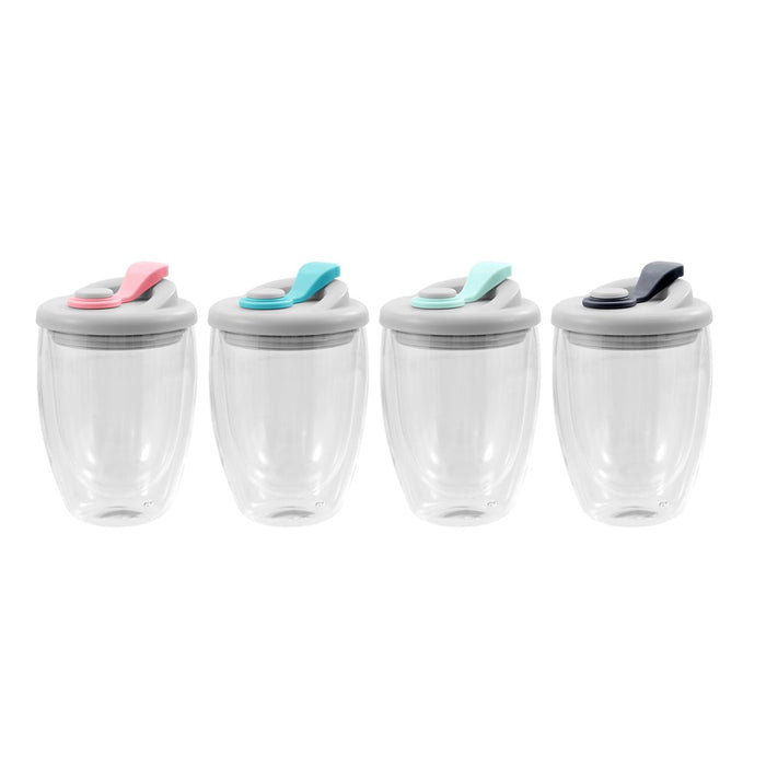 Lemon & Lime DOUBLE WALL GLASS TRAVEL COFFEE CUP 420ML