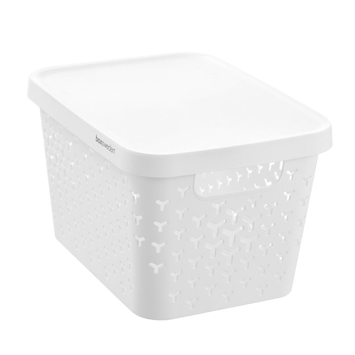 Boxsweden Star Basket Lidded 16L 36X27X22Cm White