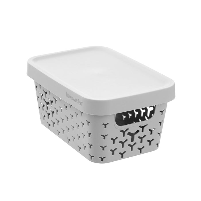Boxsweden Boxsweden Star Basket Lidded 4L 26X18X12.5Cm Grey