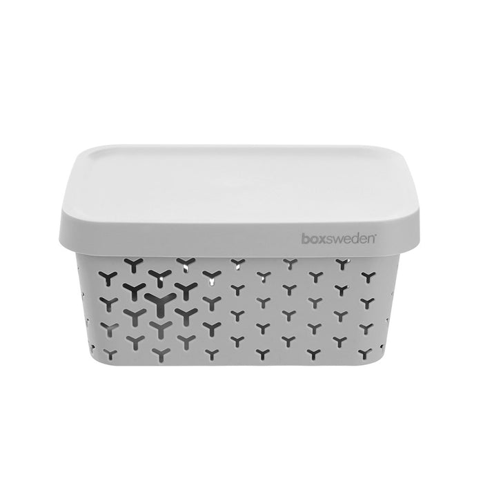 Boxsweden Boxsweden Star Basket Lidded 4L 26X18X12.5Cm Grey