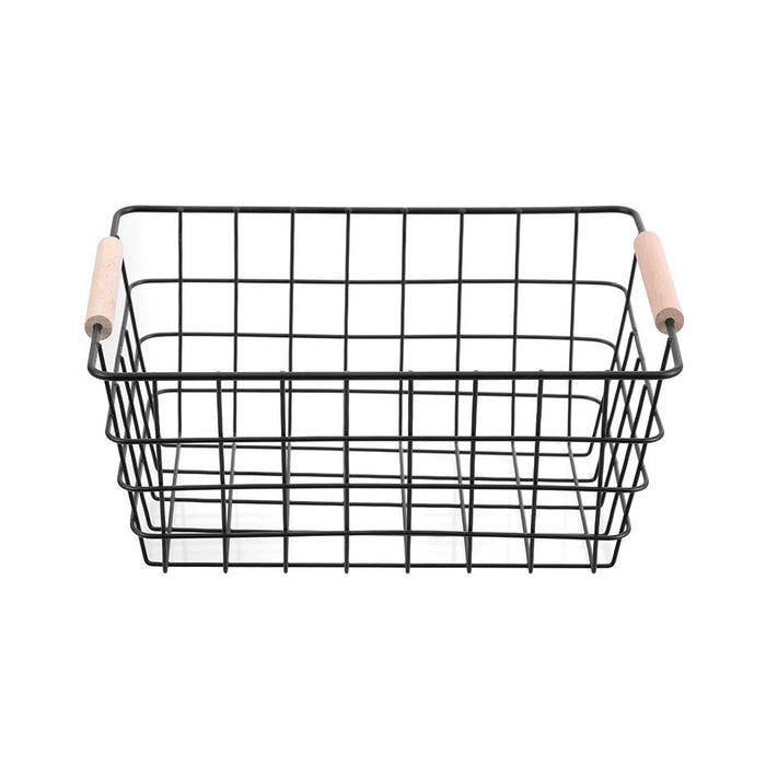 Boxsweden Toska Wire Basket Beech Handle Med 30X22X13.5Cm Black