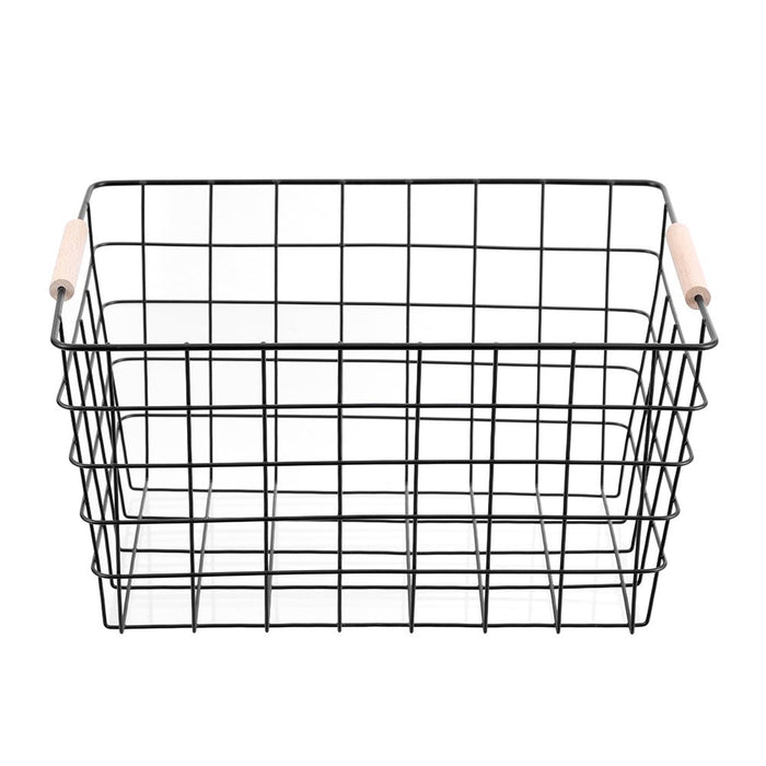Boxsweden Toska Wire Basket Beech Handle Lge 38X27X21Cm Black