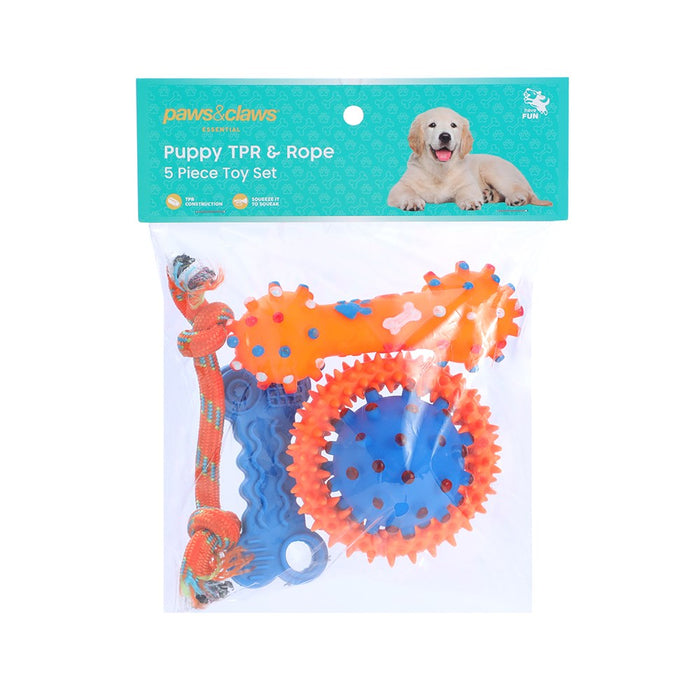Paws & Claws PUPPY PACK 5PC TPR & ROPE