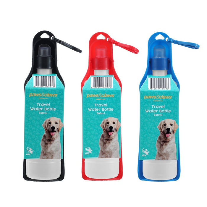 Paws & Claws PET TRAVEL WATER BOTTLE 500ML26X6X6CM