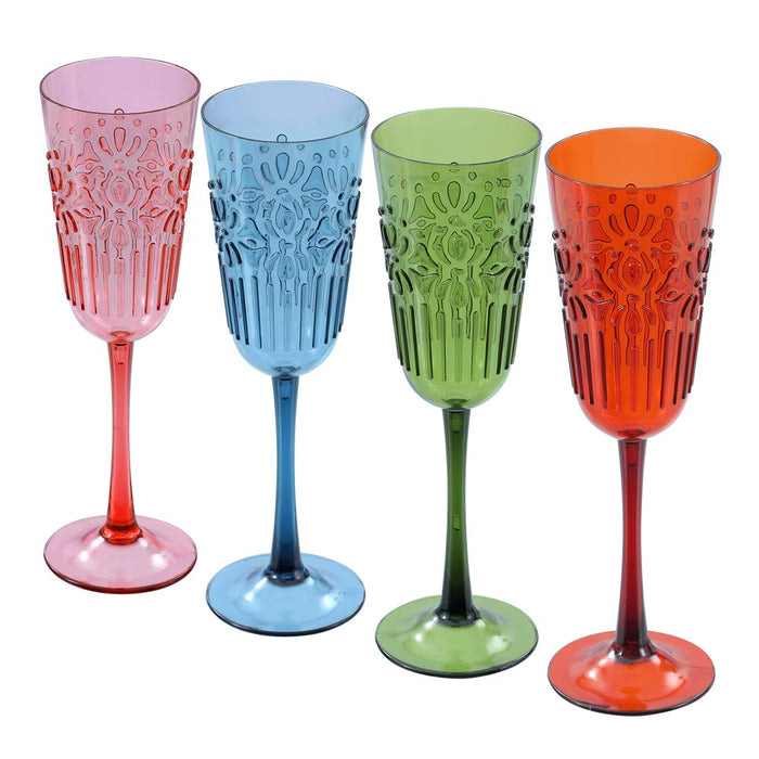Lemon & Lime FLORAL DECO CHAMPAGNE GOBLET 320ML