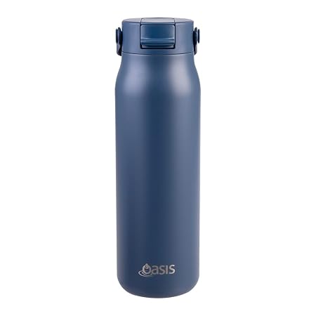 CERAMIC LINED S/S D/WALL INS. SIPPER BOTTLE 900ML INDIGO