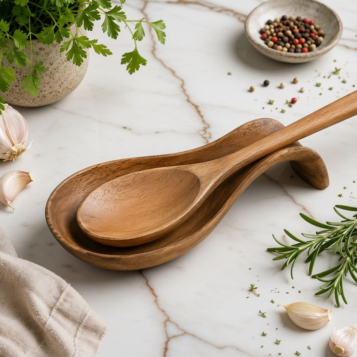 2 set Acacia Spoon Rest