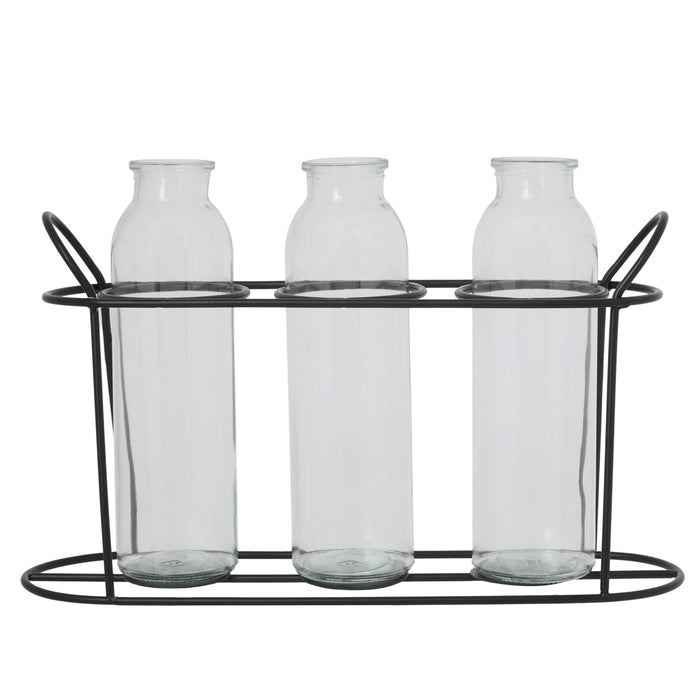 Society Home Altea Decor Bottles in Stand Black