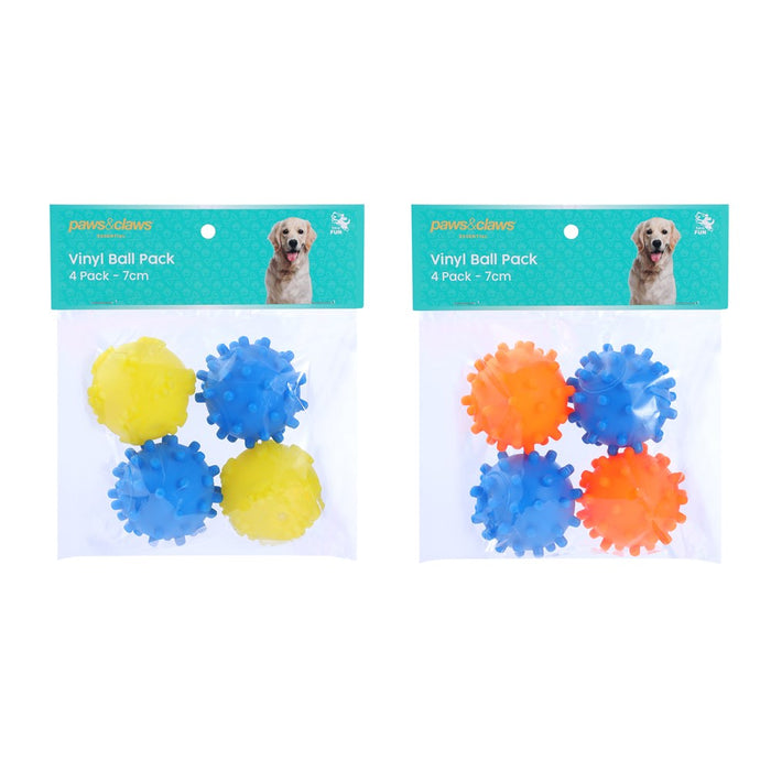 Paws & Claws VINYL BALL 4 PACK 7CM