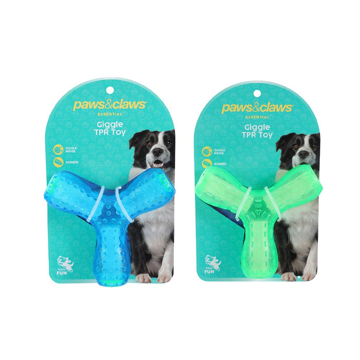 Paws & Claws GIGGLE TPR TRI TOY 14CM  BLUE & GREEN