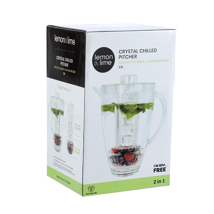Lemon & Lime CRYSTAL PITCHER WITH ICE CUBE & INFUSER 2.8L