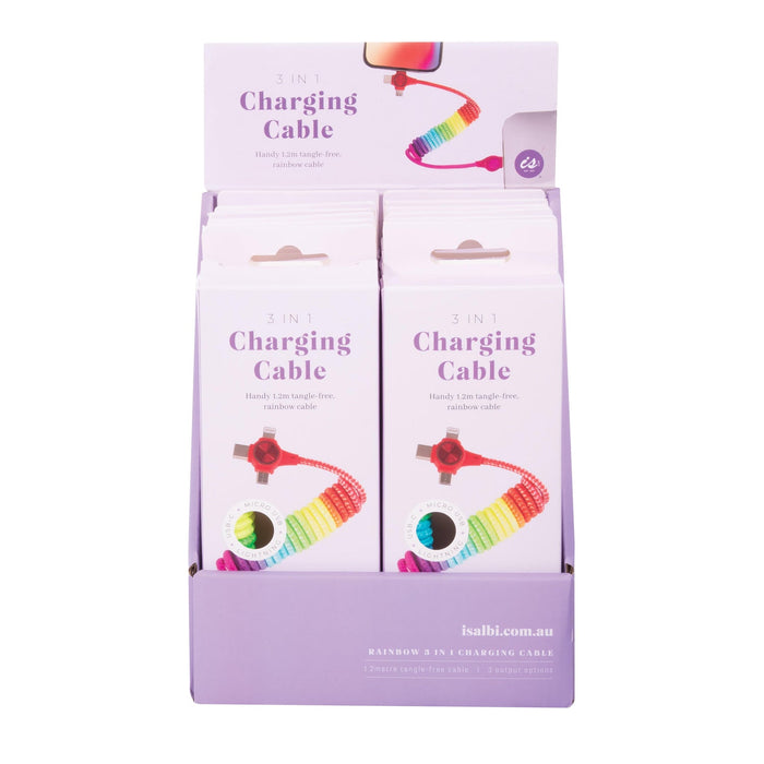isGift Spring 3 in 1 Charging Cable Multi-Coloured