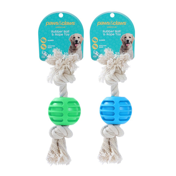 Paws & Claws TPR BALL + ROPE PET TOY 22X6X1.5CM 98G