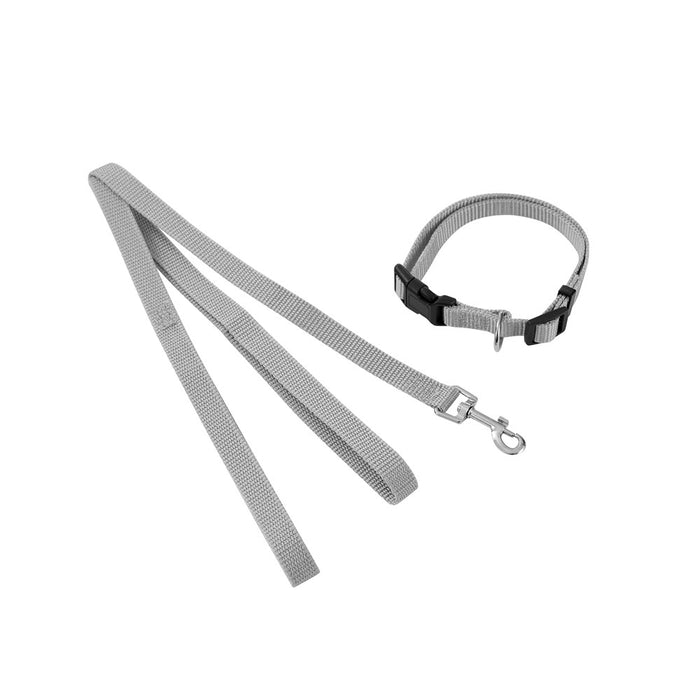 Paws & Claws ESSENTIALS COLLAR & LEAD SET COLS MED 30 - 50CM LEAD 120X1.5CM BLK/GREY/RED