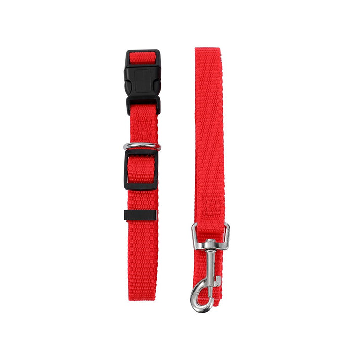 Paws & Claws ESSENTIALS COLLAR & LEAD SET COLS MED 30 - 50CM LEAD 120X1.5CM BLK/GREY/RED