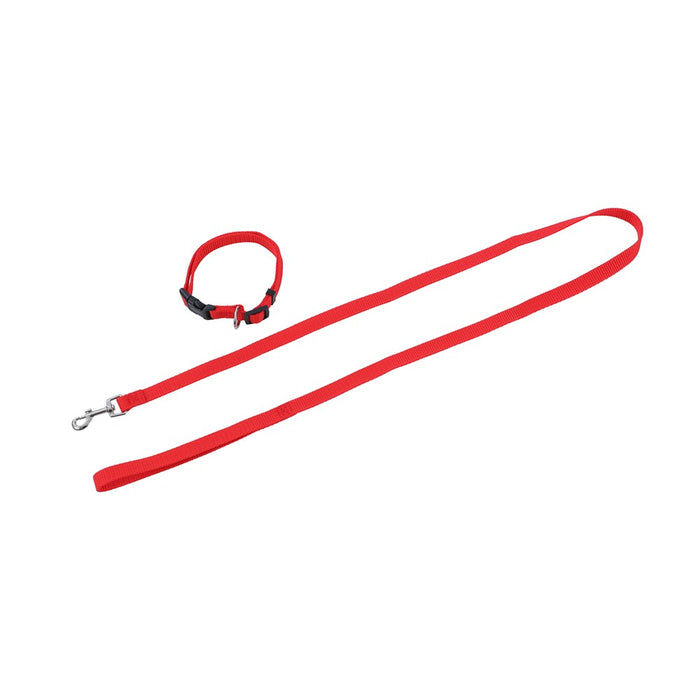 Paws & Claws ESSENTIALS COLLAR & LEAD SET COLS MED 30 - 50CM LEAD 120X1.5CM BLK/GREY/RED