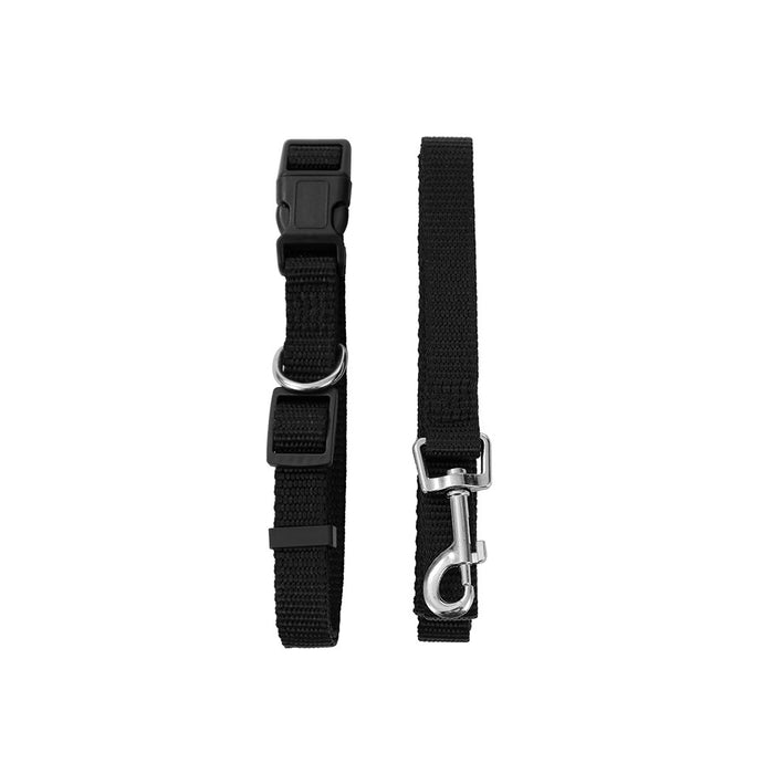 Paws & Claws ESSENTIALS COLLAR & LEAD SET COLS MED 30 - 50CM LEAD 120X1.5CM BLK/GREY/RED