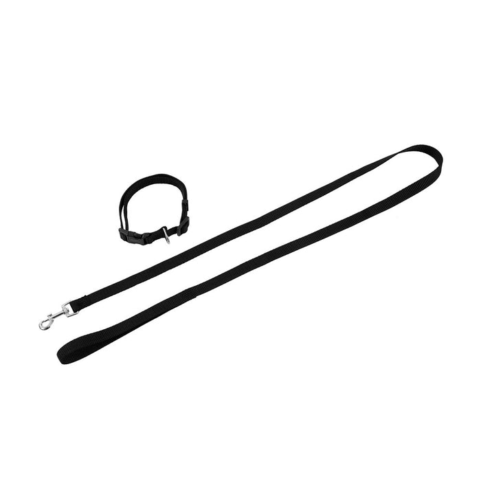 Paws & Claws ESSENTIALS COLLAR & LEAD SET COLS MED 30 - 50CM LEAD 120X1.5CM BLK/GREY/RED