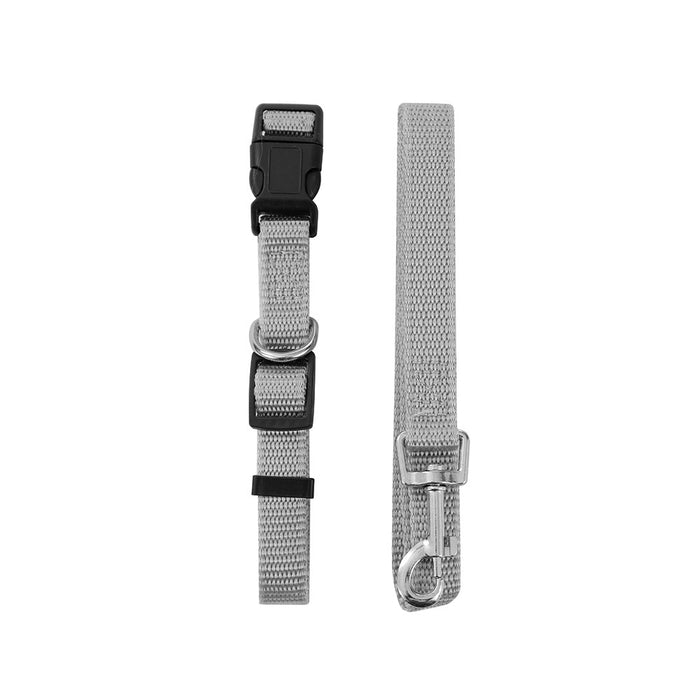 Paws & Claws ESSENTIALS COLLAR & LEAD SET COLS MED 30 - 50CM LEAD 120X1.5CM BLK/GREY/RED