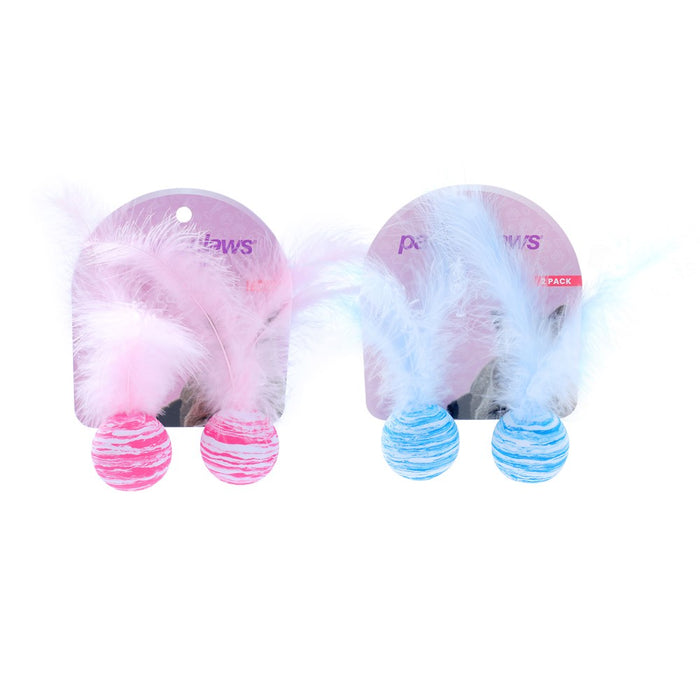 Paws & Claws FOAM CAT TOYS 2PK BALLS WITH FEATHER