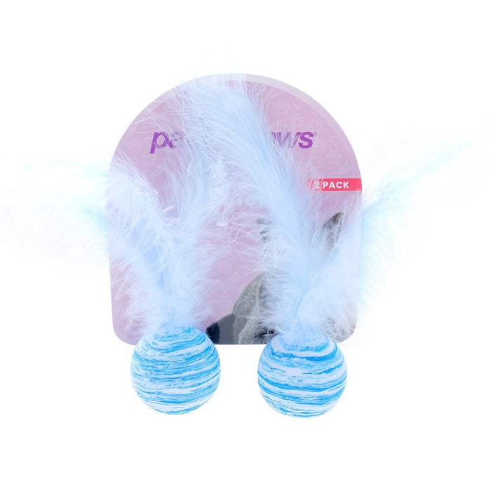 Paws & Claws FOAM CAT TOYS 2PK BALLS WITH FEATHER