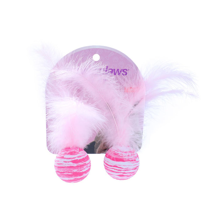Paws & Claws FOAM CAT TOYS 2PK BALLS WITH FEATHER