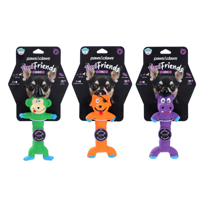 Paws & Claws FLEXIBLE FRIENDS SILLY ANIMALS LATEX PET TOY 20CM