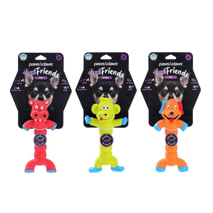 Paws & Claws FLEXIBLE FRIENDS ANIMALS LATEX PET TOY 20CM