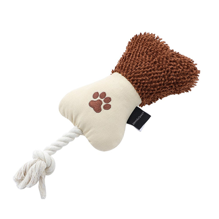 Paws & Claws PLUSH TUGGER BONE + FOOTBALL 29X12CM CANVAS + MICROFIBRE