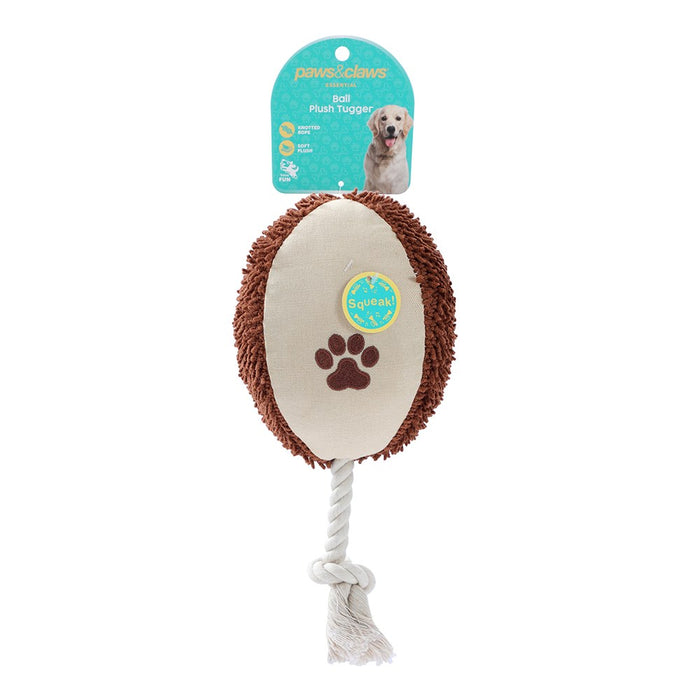 Paws & Claws PLUSH TUGGER BONE + FOOTBALL 29X12CM CANVAS + MICROFIBRE