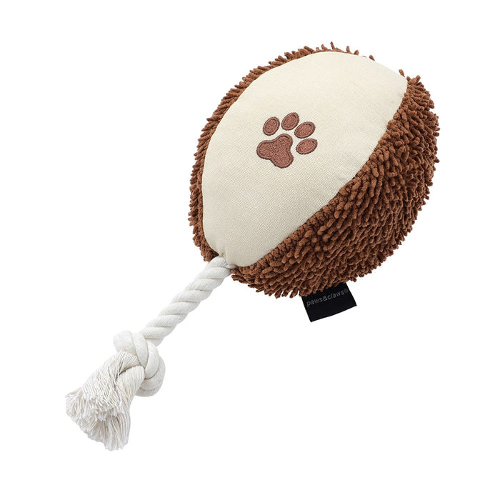 Paws & Claws PLUSH TUGGER BONE + FOOTBALL 29X12CM CANVAS + MICROFIBRE