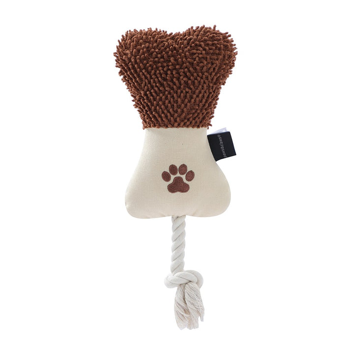 Paws & Claws PLUSH TUGGER BONE + FOOTBALL 29X12CM CANVAS + MICROFIBRE